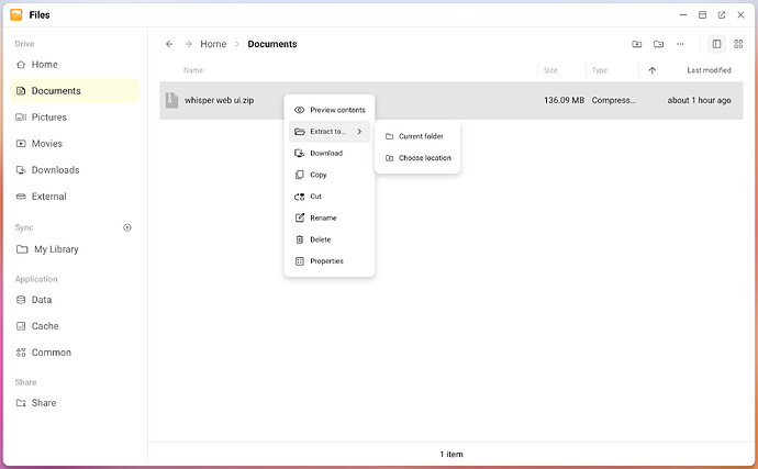 Extract archives in Olares Files